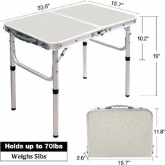 Aluminum Folding Camping Table with Adjustable Height Legs, 2/3/4ft - Magnadyne