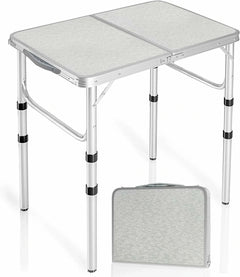 Aluminum Folding Camping Table with Adjustable Height Legs, 2/3/4ft - Magnadyne