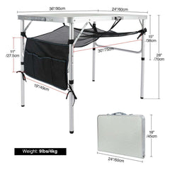 Aluminum Folding Table with Mesh Storage Organizer - Magnadyne