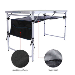 Aluminum Folding Table with Mesh Storage Organizer - Magnadyne