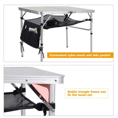 Aluminum Folding Table with Mesh Storage Organizer - Magnadyne