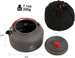 Aluminum Outdoor Camping Kettle with Carrying Bag, 0.8L/0.9L/1.4L/2L - Magnadyne