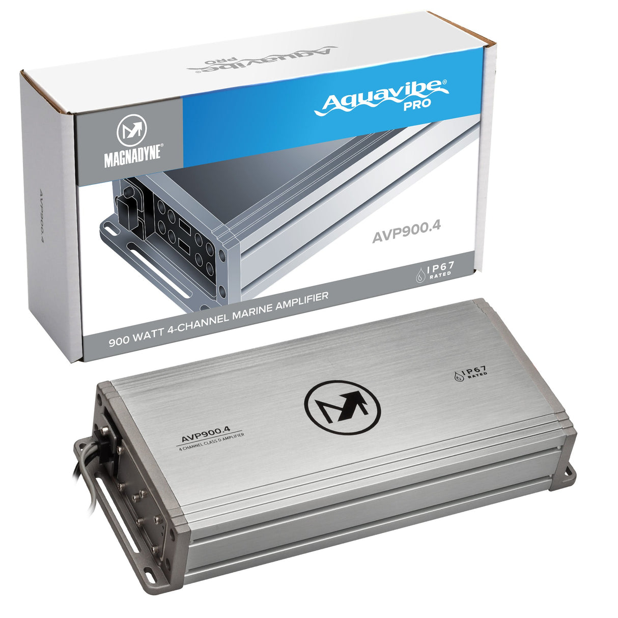 AquaVibe Pro 4 - Channel Class D 900 - Watt Marine Amplifier IP67 Rated - Magnadyne