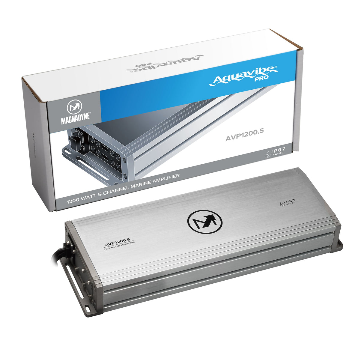 AquaVibe Pro 5 - Channel Class D 1200 - Watt Marine Amplifier IP67 Rated - Magnadyne