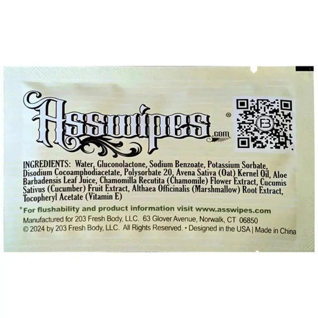 Asswipes Singles - Individually Wrapped Flushable Wipes (select quantity) - Magnadyne