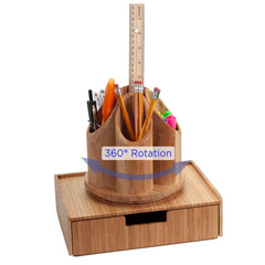 Bamboo Circular Rotating Organizer & Drawer Combo - Magnadyne