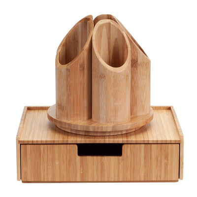 Bamboo Circular Rotating Organizer & Drawer Combo - Magnadyne