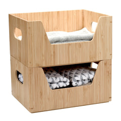 Bamboo Large and Small Open Front Storage Box Combo - Magnadyne