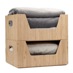 Bamboo Large and Small Open Front Storage Box Combo - Magnadyne