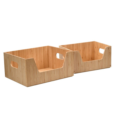 Bamboo Large and Small Open Front Storage Box Combo - Magnadyne