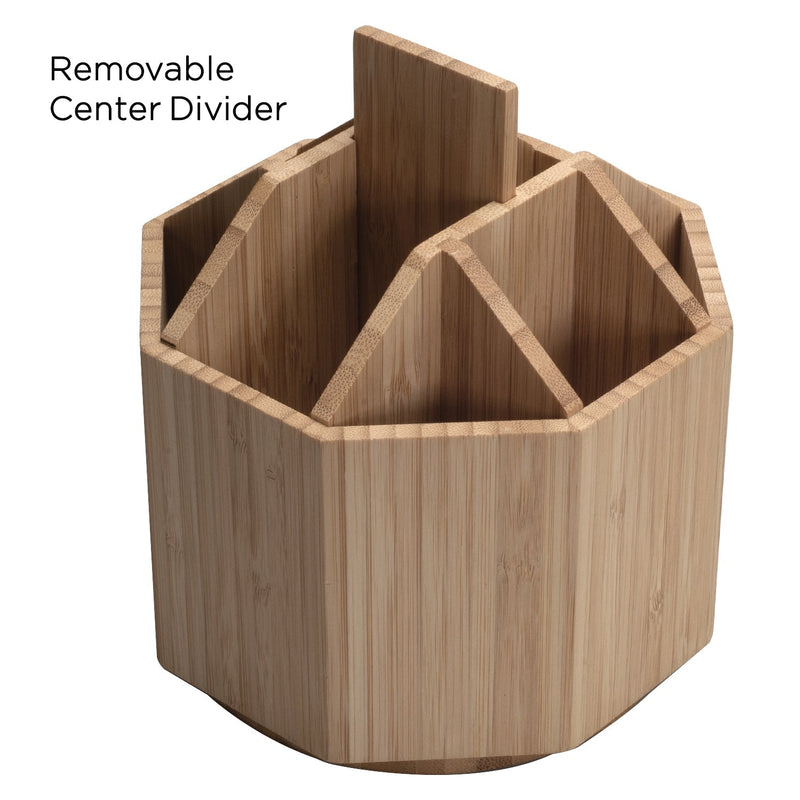 Bamboo Rotating Multi Purpose Utensil Holder (UPDATED 7 INCH MODEL) - Magnadyne