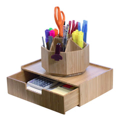 Bamboo Rotating Organizer with Drawer Combo - Magnadyne