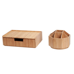 Bamboo Rotating Organizer with Drawer Combo - Magnadyne