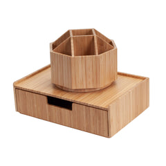 Bamboo Rotating Organizer with Drawer Combo - Magnadyne