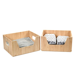 Bamboo Small Open Front Storage Box, 12 x 9 x 6 - Magnadyne