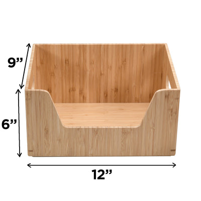 Bamboo Small Open Front Storage Box, 12 x 9 x 6