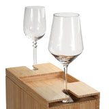 Bamboo Trash Can with Wine Glass Holder Lid | Slim Design Waste Bin & Stemware Caddy | Dual Function Decor for Patio, Living Room & Bedroom - Magnadyne