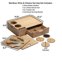 Bamboo Wine & Cheese Serving Tray with Drawer - Magnadyne