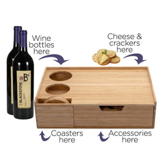 Bamboo Wine & Cheese Serving Tray with Drawer - Magnadyne