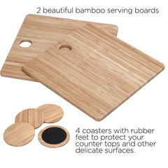 Bamboo Wine & Cheese Serving Tray with Drawer - Magnadyne