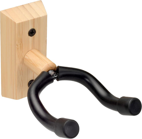 Bamboo Wood Guitar Wall Mount Hanger | Universal U-Shape Hook for Acoustic, Electric Guitar, Banjo & Bass - Magnadyne