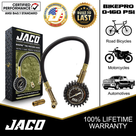 BikePro™ Presta Tire Pressure Gauge - 160 PSI | Presta & Schrader (Hybrid/Road Bikes) - Magnadyne