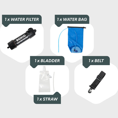 BOXIO WATER FILTER SYSTEM I Water Filter with 1.32 gal Water Bag - Magnadyne