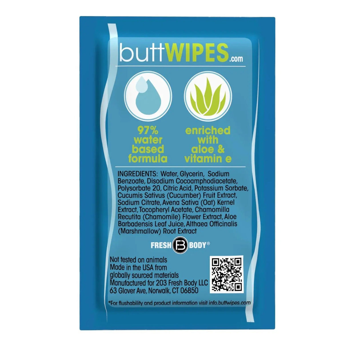 Buttwipes Singles - Individually Wrapped Flushable Wipes (select quantity) - Magnadyne