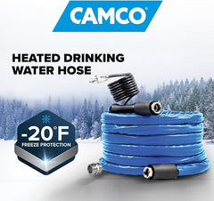 Camco 25 Ft Heated Water Hose for RV - Water Line Freeze Protection Down to - 20°F/ - 28°C - Magnadyne