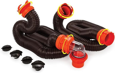 Camco RhinoFLEX 20' Camper/RV Sewer Hose Kit - Includes 4 - in - 1 Adapter - Magnadyne