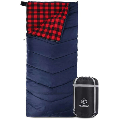 Camping Sleeping Bag for Adult with Cotton Flannel Liner,Red Blue - Magnadyne