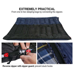 Camping Sleeping Bag for Adult with Cotton Flannel Liner,Red Blue - Magnadyne