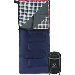 Camping Sleeping Bag for Adult with Cotton Flannel Liner,Red Blue - Magnadyne