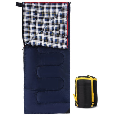 Camping Sleeping Bag for Adult with Cotton Flannel Liner,Red Blue - Magnadyne