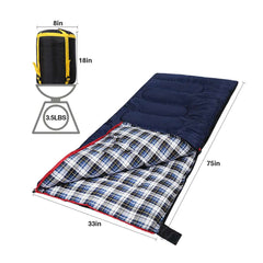 Camping Sleeping Bag for Adult with Cotton Flannel Liner,Red Blue - Magnadyne