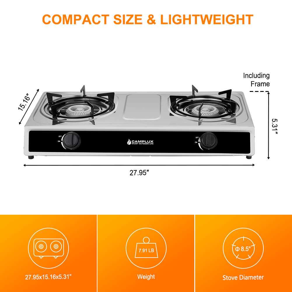 Camplux 2 Burners 19,600 BTU Outdoor Gas Stove with Auto Ignition - Magnadyne