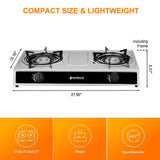 Camplux 2 Burners 19,600 BTU Outdoor Gas Stove with Auto Ignition - Magnadyne