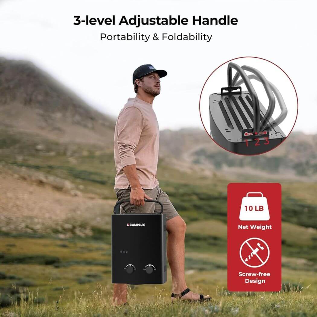 Camplux 5L 1.32 GPM Outdoor Portable Propane Tankless Water Heater - Magnadyne