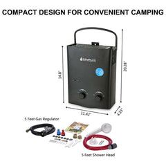 Camplux 5L 1.32 GPM Outdoor Portable Propane Tankless Water Heater - Black - Magnadyne