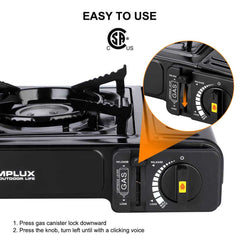 Camplux Dual Fuel Propane & Butane Stove with Carrying Case, Portable Camping Stoves with CSA Certification - Magnadyne