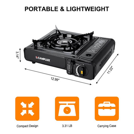Camplux Dual Fuel Propane & Butane Stove with Carrying Case, Portable Camping Stoves with CSA Certification - Magnadyne