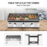 Camplux Outdoor Gas Griddle Grill Combo 3 Burner, Camping and Tailgating 33,000 BTU w/ 20 LB LP Connector - Magnadyne