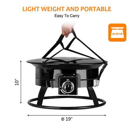 Camplux Outdoor Propane Fire Pit with Cover and Carry Kit, Auto-Ignition - Magnadyne