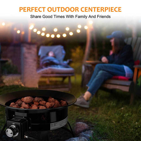 Camplux Outdoor Propane Fire Pit with Cover and Carry Kit, Auto-Ignition - Magnadyne