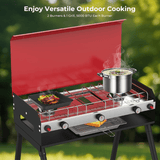 Camplux Propane Camping Stove 2 Burners & 1 Grill, 15,000 BTU Auto-Ignition - Magnadyne