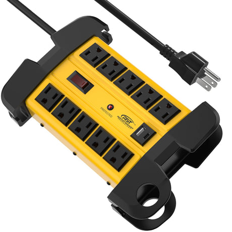 CRST 10-Outlet Heavy Duty Metal Power Strip | USB-C, 2800J Surge, ETL Listed - Magnadyne