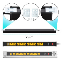 CRST 10 Outlets Dural USB Mountable Heavy Duty Metal Power Strip Surge Protector, 6FT Flat Plug Power Cord, Mounting Brackets Included - Magnadyne