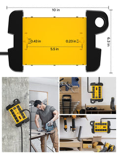 CRST 10 Outlets Mountable Heavy Duty Power Strip Surge Protector with Cord Wrapping design, Optional 15FT or 6FT Power Cord - Magnadyne