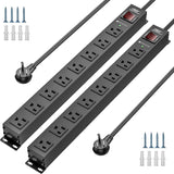 CRST 2-Pack 8-Outlet Heavy Duty Metal Power Strip, 2100J Surge, Mountable, SGS Certified - Magnadyne