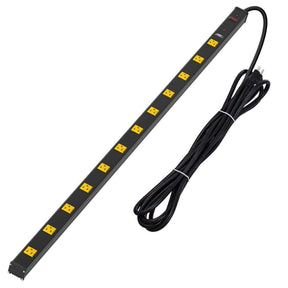 CRST 4.2" Wide Spaced 12 Outlets Mountable Metal Power Strip Surge Protector, 15FT Power Cord, Mounting Brackets Included - Magnadyne